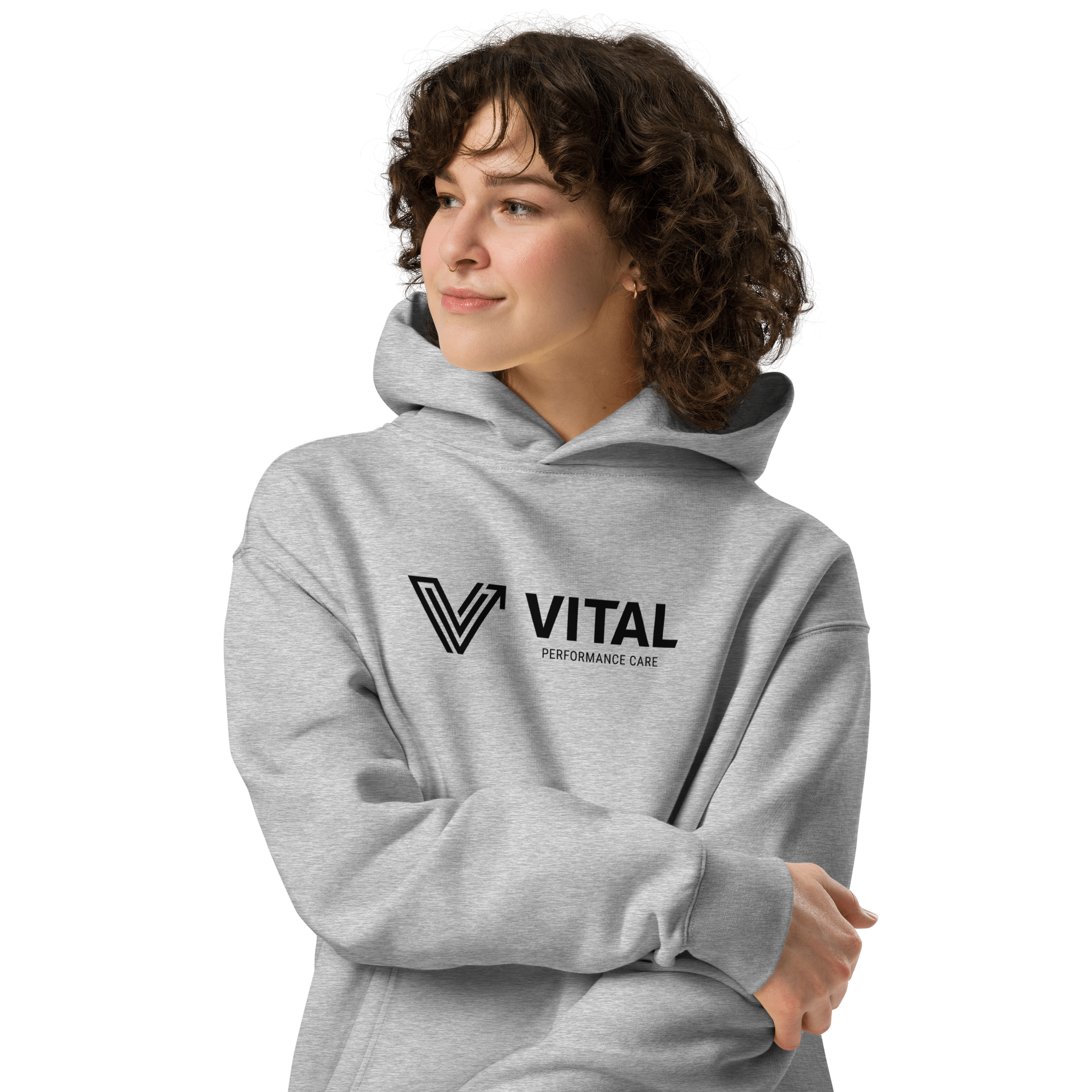 Grey Long Oversized Hoodie - Horizontal Logo image 2
