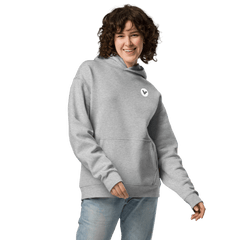 Grey Long Oversized Hoodie White Logo image 2