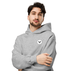Grey Long Oversized Hoodie White Logo image 1
