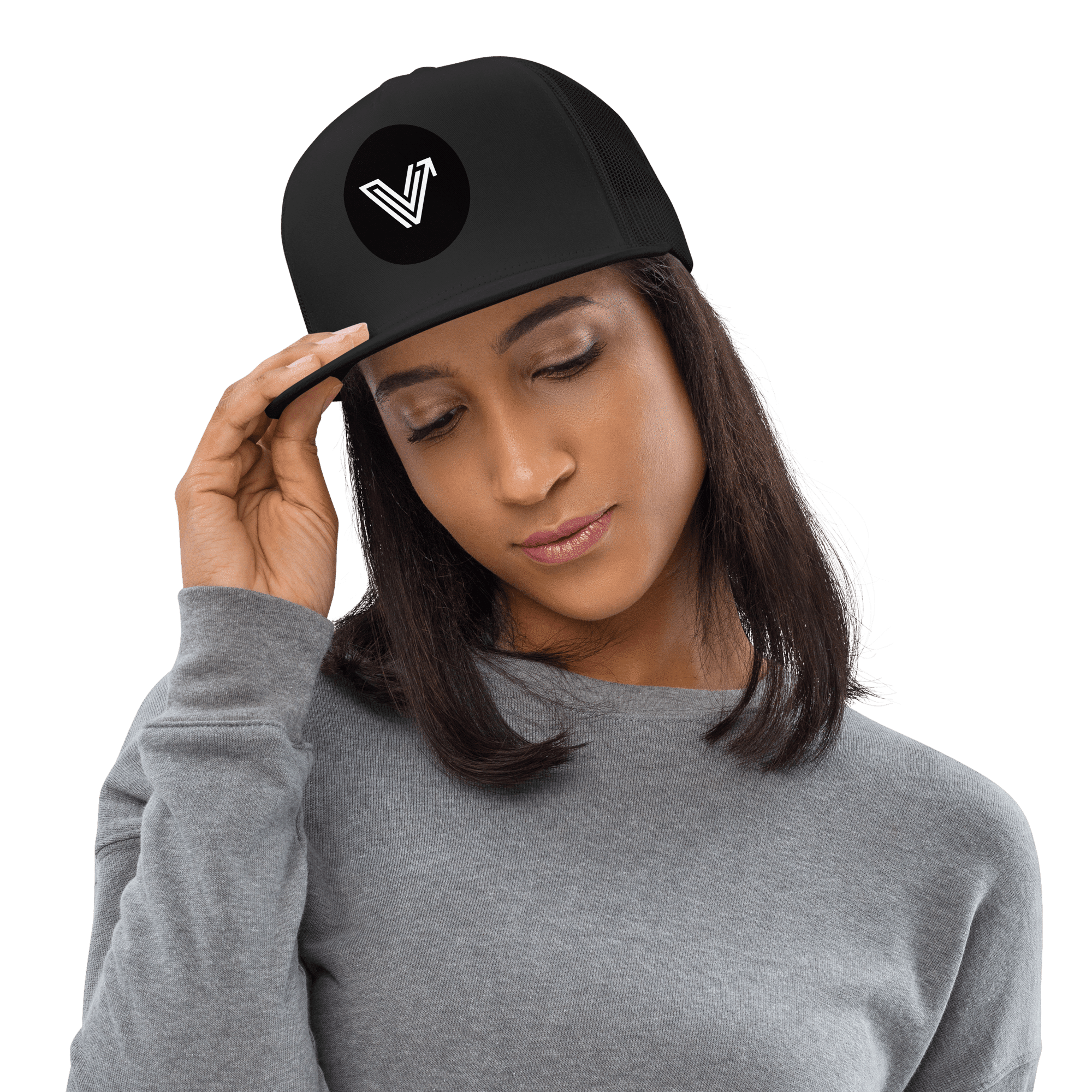 5 Panel Black Trucker Hat image 2