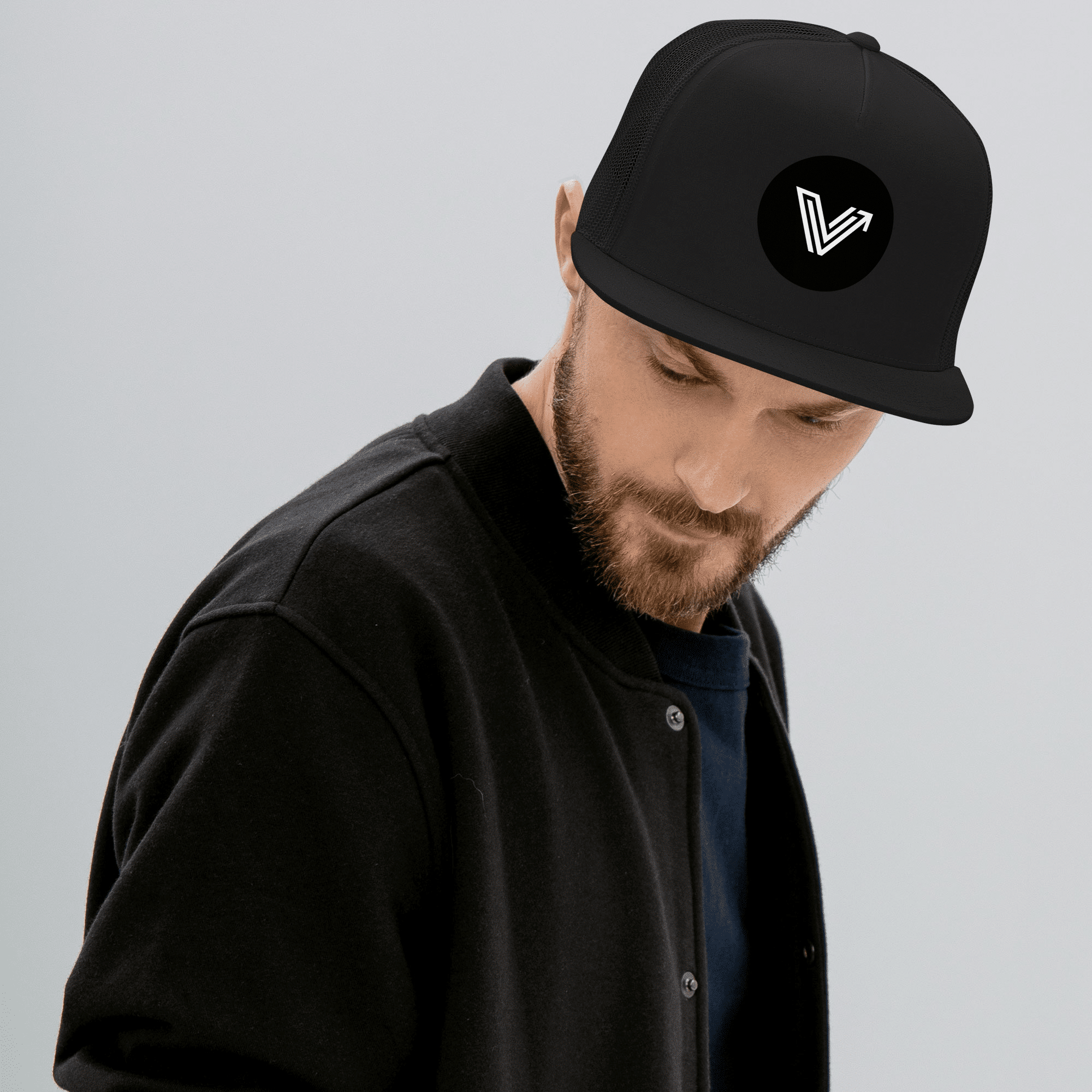 5 Panel Black Trucker Hat image 1