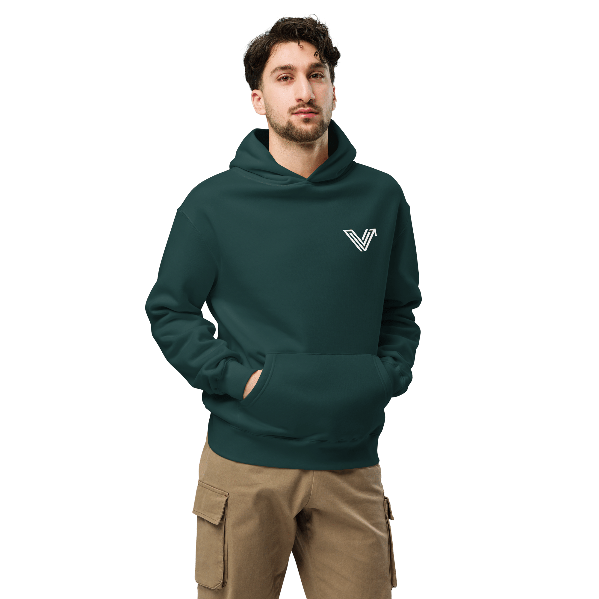 Long Oversized Hoodie - V Logo image 3